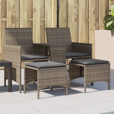 Canapé de jardin 2 places avec table et tabourets-Salon de jardin Sofa extérieur gris rotin 478746 (1/5)