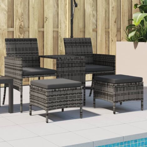Canapé de jardin 2 places avec table et tabourets-Salon de jardin Sofa extérieur gris rotin 833398 (1/5)