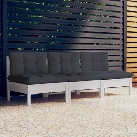 Canapé 3 places de jardin avec coussins-Salon de jardin Sofa extérieur anthracite Bois de pin 202261 (1/5)