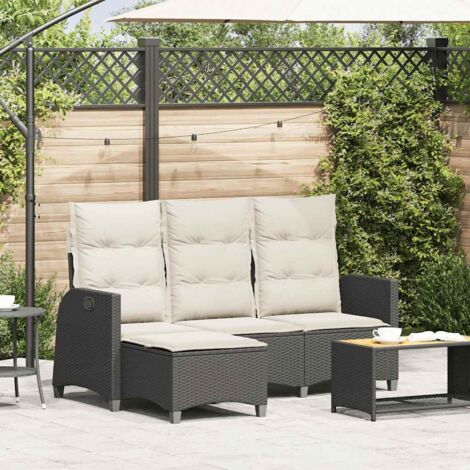 Canapé de jardin inclinable coussins forme de L-Salon de jardin Sofa extérieur noir polyrotin 646656 (1/5)