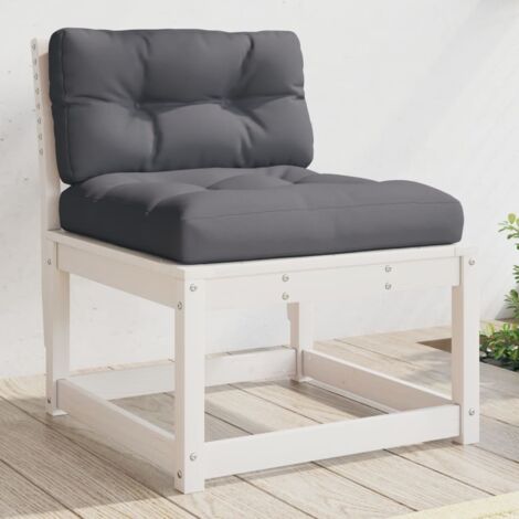 Canapé de jardin avec coussins-Salon de jardin Sofa extérieur blanc bois de pin solide 667045 (1/5)