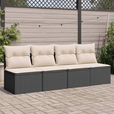 Canapé de jardin avec coussins 4 places-Salon de jardin Sofa extérieur noir résine tressée 546266 (1/5)