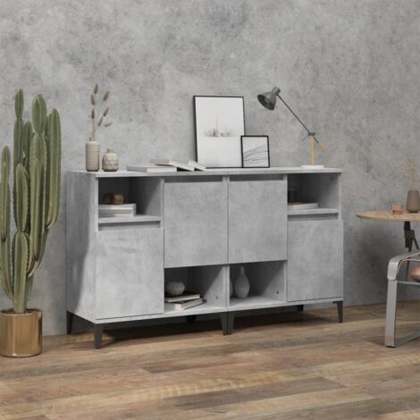 Buffets 2 pcs-Lot de 2 Meuble de rangement gris béton 60x35x70 cm bois d'ingénierie 392582 (1/5)