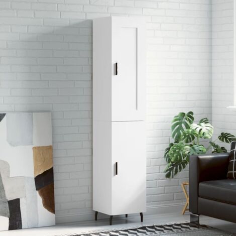 Buffet haut-Armoire de rangement Blanc 34,5x34x180 cm Bois d'ingénierie 195493 (1/5)