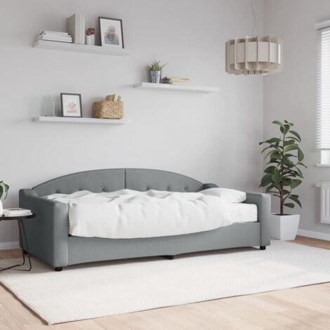 Lit de jour avec matelas-Canapé-lit gris clair 90x190 cm tissu 997071 (1/5)