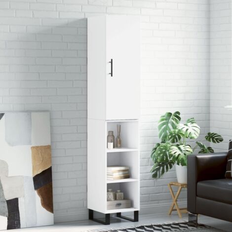 Buffet haut-Armoire de rangement Blanc 34,5x34x180 cm Bois d'ingénierie 732576 (1/5)