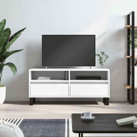 Meuble TV-Banc TV-Meuble Télé blanc 100x34,5x44,5 cm bois d'ingénierie 422937 (1/5)