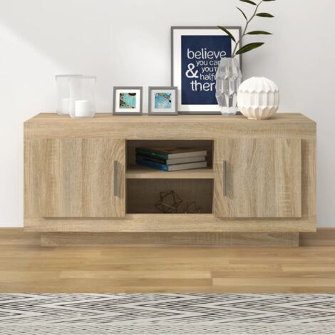 Meuble TV-Banc TV-Meuble Télé chêne sonoma 102x35x45 cm bois d'ingénierie 834407 (1/5)