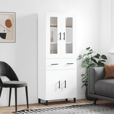 Buffet haut-Armoire de rangement Blanc 69,5x34x180 cm Bois d'ingénierie 645723 (1/5)