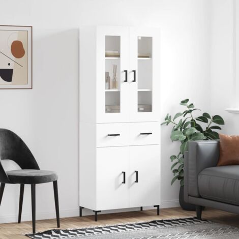 Buffet haut-Armoire de rangement Blanc 69,5x34x180 cm Bois d'ingénierie 184154 (1/5)