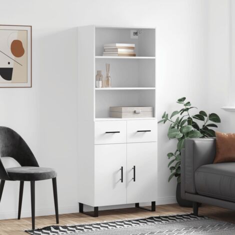 Buffet haut-Armoire de rangement Blanc 69,5x34x180 cm Bois d'ingénierie 751439 (1/5)