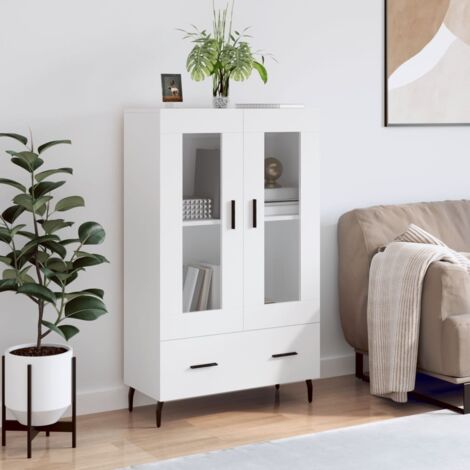 Buffet haut-Armoire de rangement blanc 69,5x31x115 cm bois d'ingénierie 753199 (1/5)