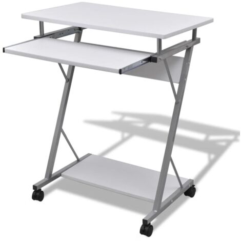 Bureau d'ordinateur-Table de Travail-Bureau d'ordinateur compact avec plateau à clavier Blanc 978342 (1/5)