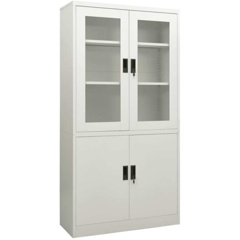 Armoire de bureau-Table de Travail-Bureau d'ordinateur Gris clair 90x40x180 cm Acier 297598 (1/5)