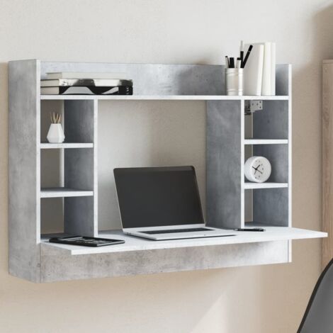 Bureau mural-Table de Travail gris béton 105x48x75 cm bois d'ingénierie 443138 (1/5)