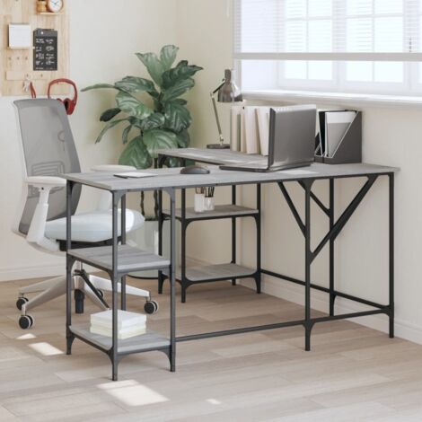 Bureau-Table de Travail-Bureau d'ordinateur sonoma gris 139x139x75 cm bois d'ingénierie 712722 (1/5)
