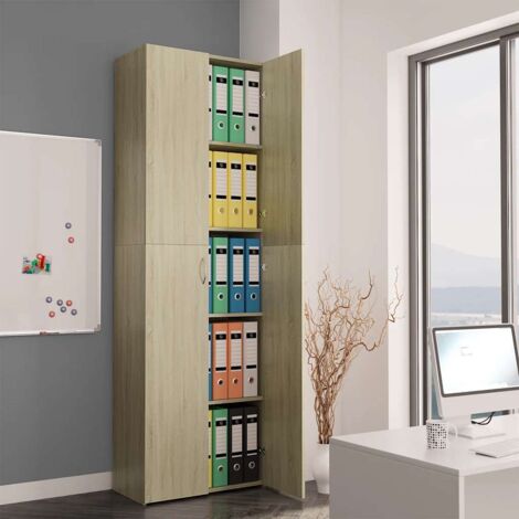 Armoire de bureau-Table de Travail-Bureau d'ordinateur Chêne sonoma 60x32x190 cm Bois d'ingénierie 600226 (1/5)