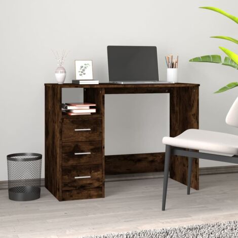 Bureau avec tiroirs-Table de Travail-Bureau d'ordinateur Chêne fumé 102x50x76 cm Bois d'ingénierie 841875 (1/5)