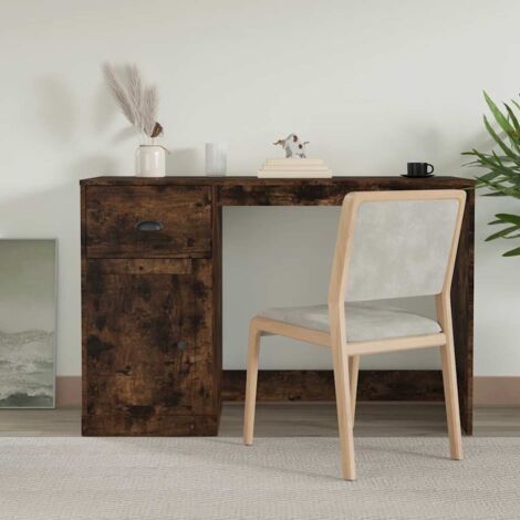 Bureau avec tiroir-Table de Travail-Bureau d'ordinateur chêne fumé 115x50x75 cm bois d'ingénierie 972438 (1/5)