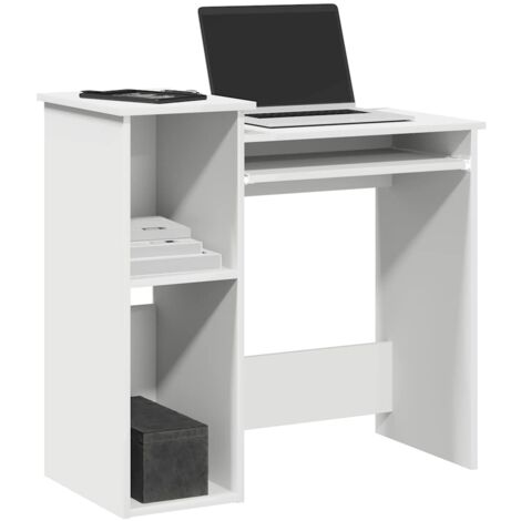 Bureau avec étagères-Table de Travail-Bureau d'ordinateur blanc 84x40x78 cm bois d'ingénierie 191312 (1/5)