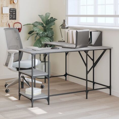 Bureau-Table de Travail-Bureau d'ordinateur sonoma gris 139x139x75 cm bois d'ingénierie 360085 (1/5)