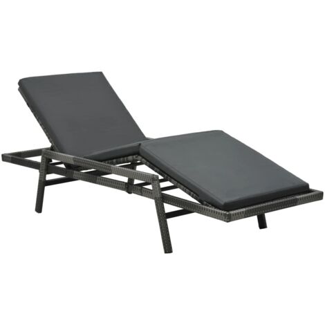 Chaise longue avec coussin-Bain de soleil-Transat de relaxation Résine tressée Gris 807946 (1/5)