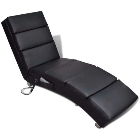 Chaise longue de massage-Transat de relaxation Noir Similicuir 672629 (1/5)