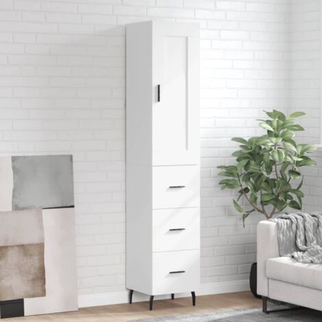 Buffet haut-Armoire de rangement Blanc 34,5x34x180 cm Bois d'ingénierie 969157 (1/5)