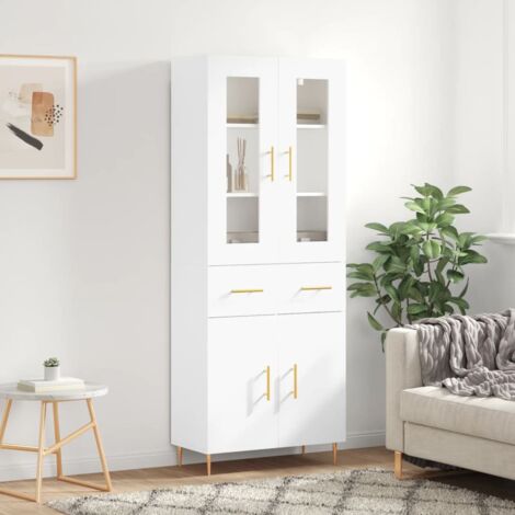 Buffet haut-Armoire de rangement Blanc 69,5x34x180 cm Bois d'ingénierie 853383 (1/5)