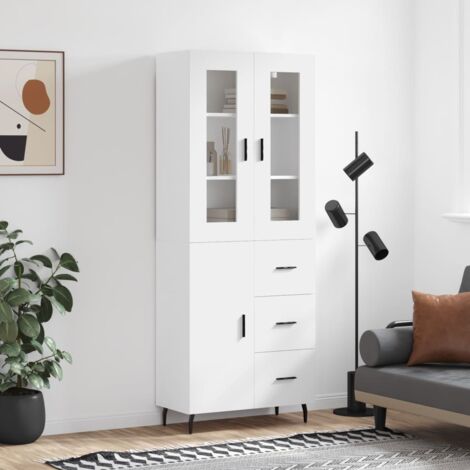 Buffet haut-Armoire de rangement Blanc 69,5x34x180 cm Bois d'ingénierie 515333 (1/5)