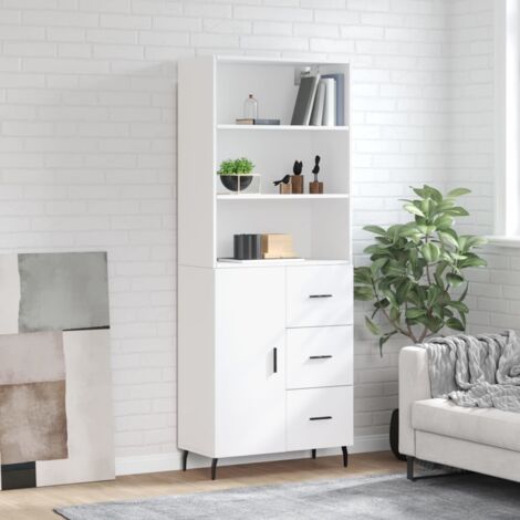 Buffet haut-Armoire de rangement Blanc 69,5x34x180 cm Bois d'ingénierie 345041 (1/5)