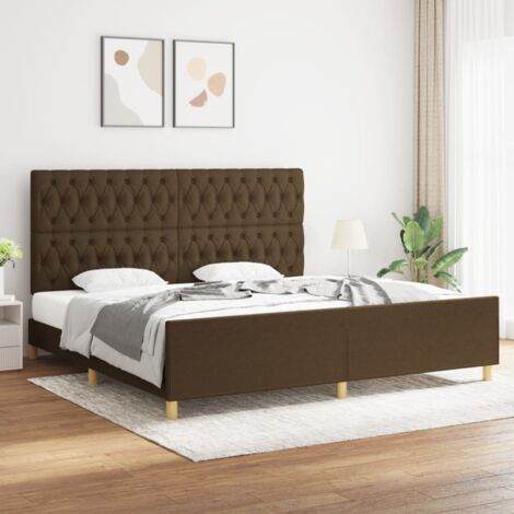 Cadre de lit sans matelas avec tête de lit-Structure de lit avec panneau de lit marron foncé tissu 509479 (1/5)