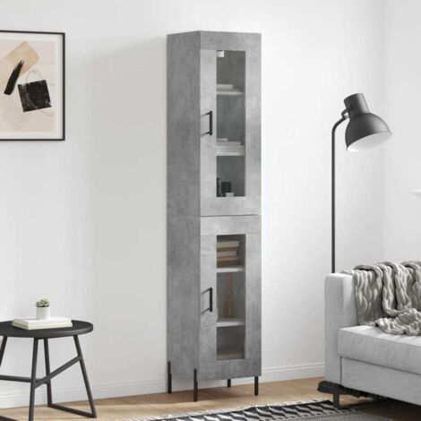 Buffet haut-Armoire de rangement Gris béton 34,5x34x180 cm Bois d'ingénierie 367781 (1/5)