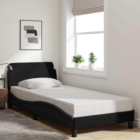 Cadre de lit avec tête de lit sans matelas-Structure de lit noir 90x190 cm tissu 824740 (1/5)