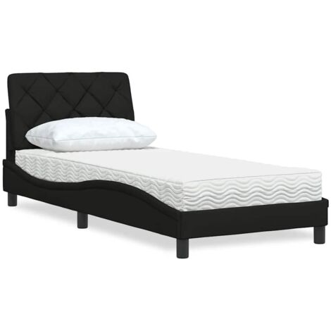 Lit avec matelas-Structure de lit-Lit Adulte noir 90x190 cm tissu 756685 (1/5)