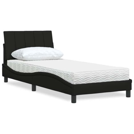 Lit avec matelas-Structure de lit-Lit Adulte noir 90x190 cm tissu 661467 (1/5)
