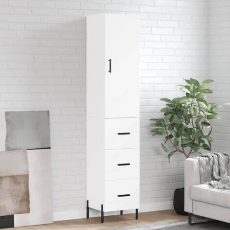 Buffet haut-Armoire de rangement Blanc 34,5x34x180 cm Bois d'ingénierie 668074 (1/5)