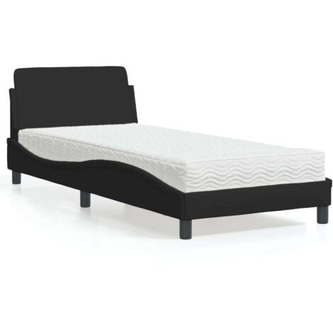 Lit avec matelas-Structure de lit-Lit Adulte noir 90x190 cm tissu 795949 (1/5)