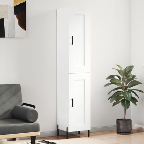 Buffet haut-Armoire de rangement Blanc 34,5x34x180 cm Bois d'ingénierie 283857 (1/5)