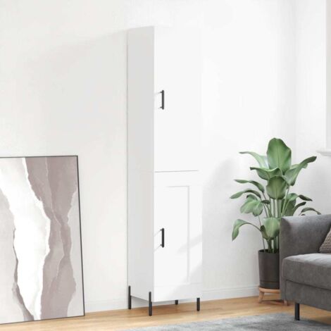 Buffet haut-Armoire de rangement Blanc 34,5x34x180 cm Bois d'ingénierie 732470 (1/5)