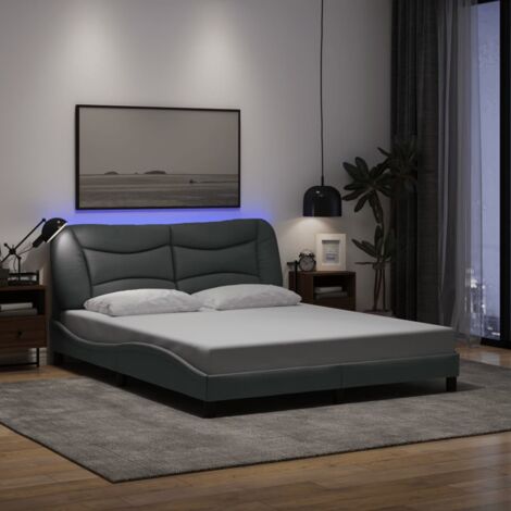 Cadre de lit avec LED sans matelas-Structure de lit avec lumière gris clair 160x200 cm tissu 974667 (1/5)