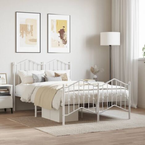 Cadre de lit métal sans matelas et pied de lit-Structure de lit blanc 120x190 cm 379928 (1/5)