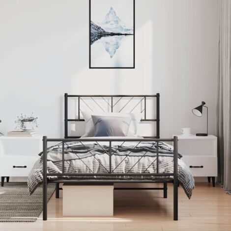 Cadre de lit métal sans matelas-Structure de lit avec pied de lit noir 100x190cm 702352 (1/5)
