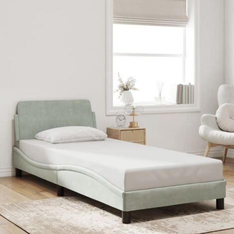 Cadre de lit sans matelas-Structure de lit gris clair 90x190 cm velours 960833 (1/5)