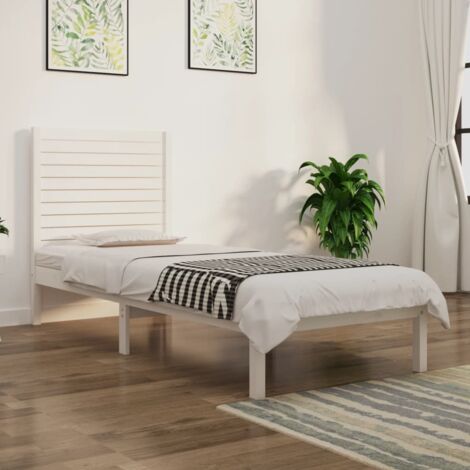 Cadre de lit sans matelas-Structure de lit blanc 90x190 cm bois massif 781937 (1/5)