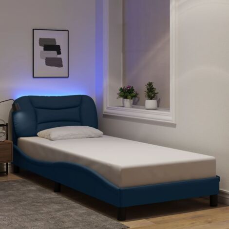 Cadre de lit avec LED sans matelas-Structure de lit avec lumière bleu 90x190 cm tissu 412260 (1/5)