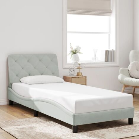 Cadre de lit sans matelas-Structure de lit gris clair 90x190 cm velours 573179 (1/5)