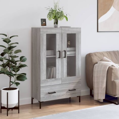 Buffet haut-Armoire de rangement sonoma gris 69,5x31x115 cm bois d'ingénierie 986133 (1/5)