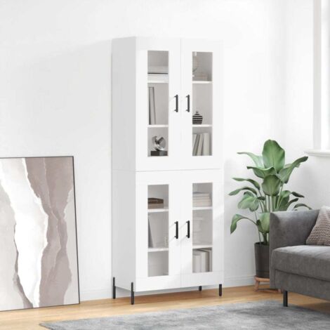 Buffet haut-Armoire de rangement Blanc 69,5x34x180 cm Bois d'ingénierie 337643 (1/5)