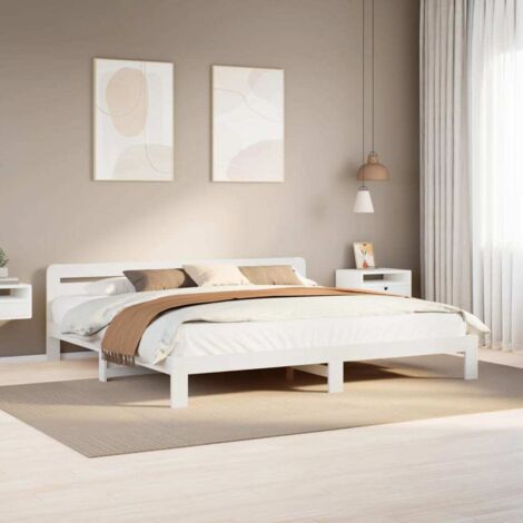 Cadre de lit sans matelas-Structure de lit blanc 180x200 cm bois massif de pin 262380 (1/5)